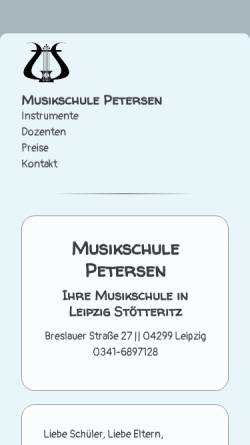 Vorschau der mobilen Webseite www.musikschule-petersen.de, Private Musikschule Frank Petersen