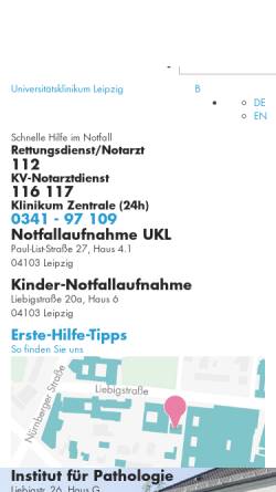 Vorschau der mobilen Webseite pathologie.uniklinikum-leipzig.de, Institut für Pathologie