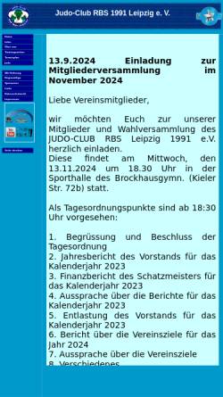 Vorschau der mobilen Webseite www.judo-rbs.de, Judo- Club RBS 1991 Leipzig e. V.