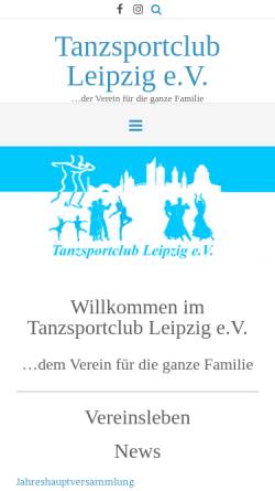 Vorschau der mobilen Webseite www.tanzsportclub.de, Tanzsportclub Leipzig e.V.
