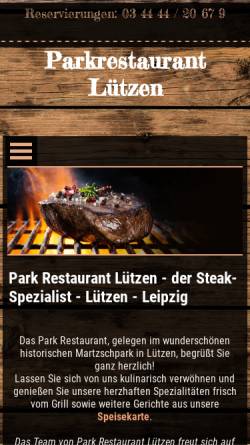 Vorschau der mobilen Webseite www.parkrestaurant-luetzen.de, Park Restaurant