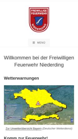 Vorschau der mobilen Webseite www.feuerwehr-niederding.de, Freiwillige Feuerwehr Niederding