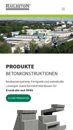 Vorschau der mobilen Webseite www.railbeton.de, Leonhardt & Sohn KG Railbeton Betonwerke Chemnitz
