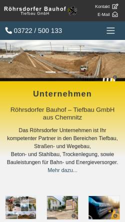 Vorschau der mobilen Webseite www.roehbau.de, Röhrsdorfer Bauhof Tiefbau GmbH