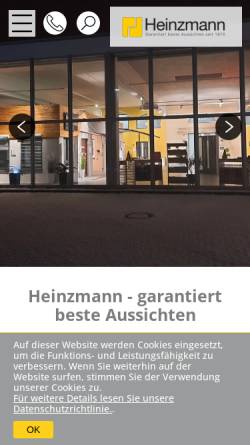 Vorschau der mobilen Webseite www.heinzmann.eu, Heinzmann Rollladen Fenster Türen