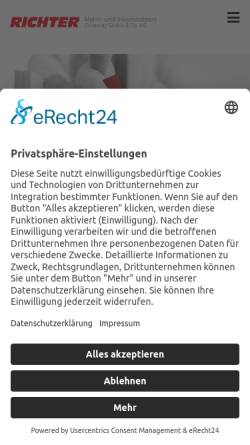 Vorschau der mobilen Webseite www.richter-inkasso.de, Richter Mahn- und Inkassodienst Chemnitz GmbH & Co. KG