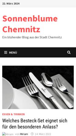 Vorschau der mobilen Webseite www.sonnenblume-chemnitz.de, Naturkost Sonnenblume