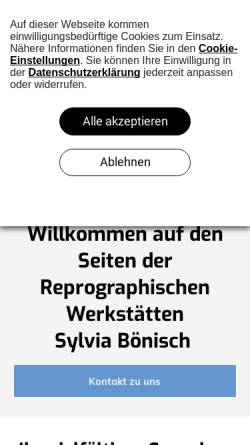Vorschau der mobilen Webseite www.rw-bautzen.de, Reprographische Werkstätten Sylvia Bönisch