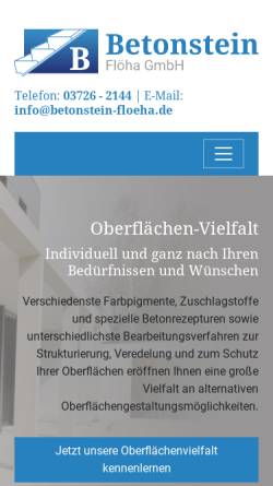 Vorschau der mobilen Webseite www.betonstein-floeha.de, Betonstein Flöha GmbH