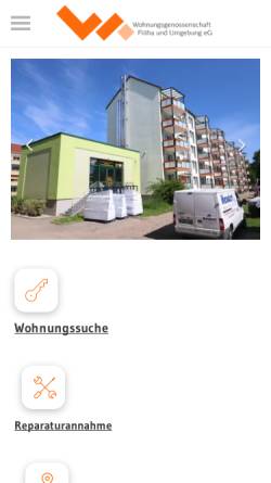 Vorschau der mobilen Webseite www.wg-floeha.de, Wohnungsgenossenschaft Flöha e.G.