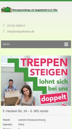 Vorschau der mobilen Webseite www.wohnungsverwaltung-floeha.de, Wohnungsverwaltungs- und -baugesellschaft mbH Flöha