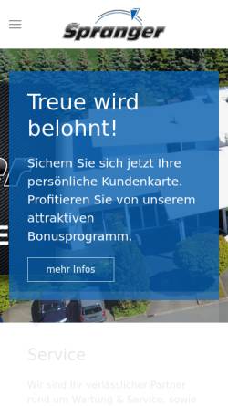 Vorschau der mobilen Webseite www.autohaus-spranger.de, Autohaus Spranger