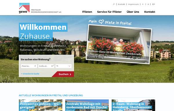 Vorschau von www.gewo-freital.de, Freitaler Wohngenossenschaft eG