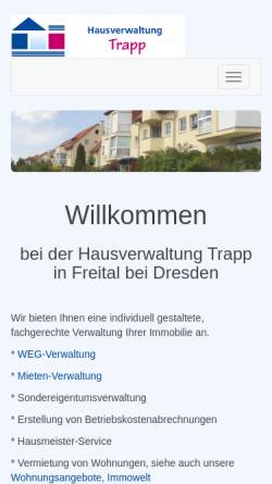 Vorschau der mobilen Webseite www.hausverwaltung-trapp.de, Haus- und Grundstücksverwaltung Regine Trapp