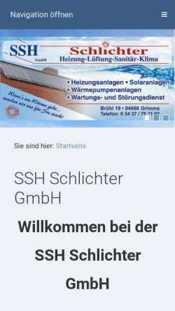 Vorschau der mobilen Webseite www.ssh-schlichter.de, SSH Schlichter GmbH