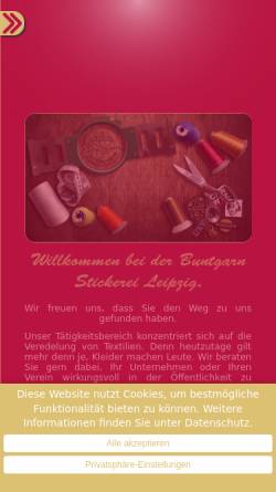 Vorschau der mobilen Webseite www.buntgarn.de, Buntgarn Stickerei