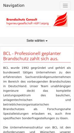 Vorschau der mobilen Webseite www.bcl-leipzig.de, BCL - Brandschutz Consult Ingenieurgesellschaft
