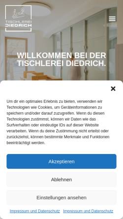 Vorschau der mobilen Webseite tischlerei-diedrich.de, Tischlermeister Thomas Diedrich e.K.