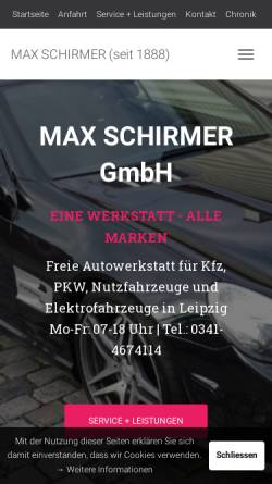 Vorschau der mobilen Webseite www.maxschirmer.de, Firma Max Schirmer