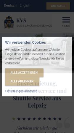 Vorschau der mobilen Webseite www.busservice-leipzig.de, KVS Bus und Limousinen Service GmbH Leipzig