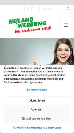 Vorschau der mobilen Webseite heiland-werbung.de, Heiland Werbung GmbH