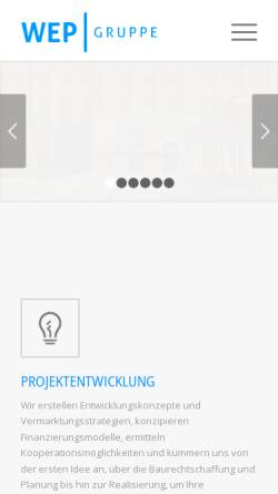 Vorschau der mobilen Webseite www.wep-projekt.de, WEP-Projektentwicklungs- GmbH & Co. KG