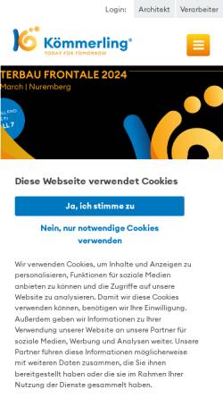 Vorschau der mobilen Webseite www.koemmerling.de, Kömmerling Kunststoffe