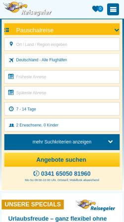 Vorschau der mobilen Webseite www.reisegeier.de, Indigo Reisen Leipzig GmbH