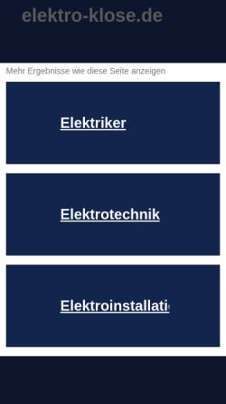 Vorschau der mobilen Webseite www.elektro-klose.de, Elektrotechnik Wolfgang Klose