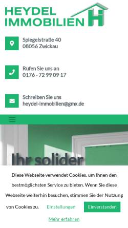 Vorschau der mobilen Webseite www.heydel-immobilien.de, Heydel Immobilien