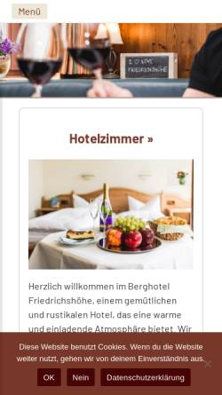 Vorschau der mobilen Webseite www.berghotel-friedrichshoehe.de, Berghotel 