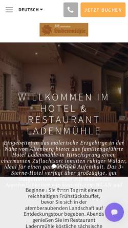 Vorschau der mobilen Webseite www.ladenmuehle.de, Hotel Ladenmühle