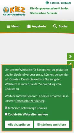 Vorschau der mobilen Webseite kiez-sebnitz.de, Kinder- und Erholungszentrum 'An der Grenzbaude', Sebnitz e.V.