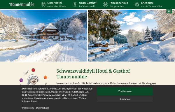 Vorschau von www.tannenmuehle.de, Waldhotel und Gasthaus Tannmühle