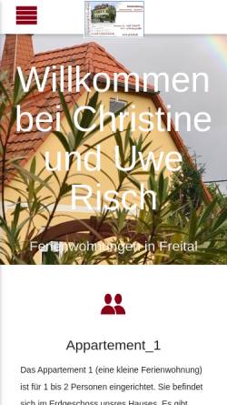 Vorschau der mobilen Webseite www.urisch.de, Ferienwohnung Christine & Uwe Risch