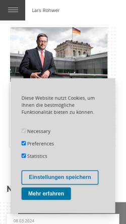 Vorschau der mobilen Webseite www.lars-rohwer.de, Rohwer, Lars (MdL)