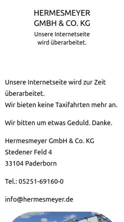 Vorschau der mobilen Webseite www.taxi-paderborn.de, Taxi Hermesmeyer GmbH & Co. KG