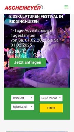 Vorschau der mobilen Webseite www.aschemeyer.com, Reisedienst Aschemeyer