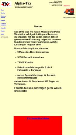 Vorschau der mobilen Webseite www.taxi-minden.de, Alpha-Tax