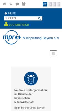 Vorschau der mobilen Webseite www.mpr-bayern.de, Milchprüfring Bayern e.V.