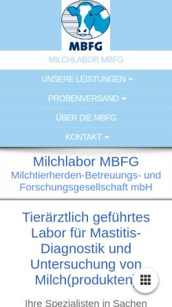 Vorschau der mobilen Webseite mbfg.de, Milchtierherden-Betreuungs- und Forschungsgesellschaft mbH