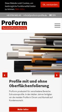 Vorschau der mobilen Webseite www.pro-form-gmbh.de, ProForm Kunststoffverarbeitung
