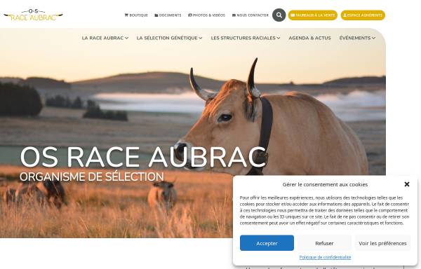 Vorschau von www.race-aubrac.com, UPRA Einheit zur Förderung, Auswahl und Verbreitung der Rinderrasse Aubrac