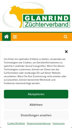 Vorschau der mobilen Webseite www.glanrinder.de, Glanvieh Züchterverband e.V.
