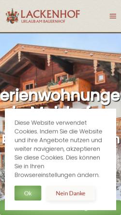 Vorschau der mobilen Webseite bauernhof-maishofen.at, Lackenhof - Familie Dick
