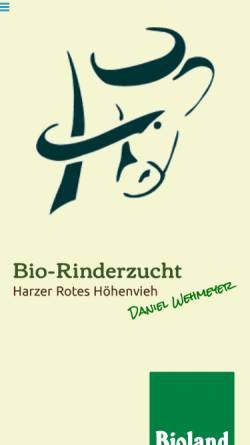 Vorschau der mobilen Webseite www.biohofduena.de, Rotviehzuchtbetrieb Wehmeyer - Familie Wehmeyer