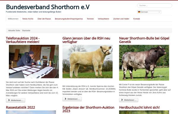 Vorschau von www.deutsches-shorthorn.de, Bundesverband Shorthorn Züchter und Halter e.V.