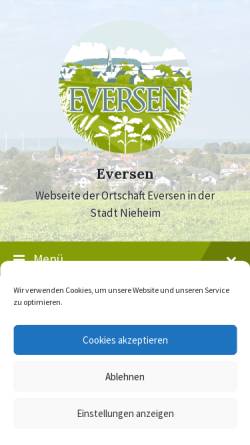 Vorschau der mobilen Webseite www.feuerwehreversen.de, Freiwillige Feuerwehr Nieheim, Löschgruppe Eversen