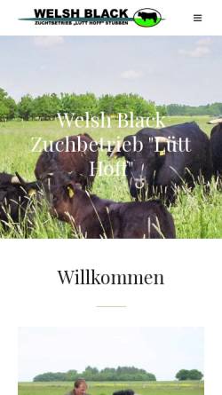 Vorschau der mobilen Webseite welsh-black-stubben.de, Lütt Hoff Stubben - Andreas Frahm