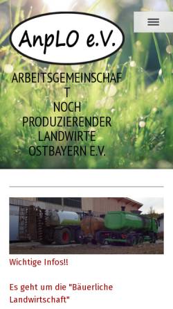Vorschau der mobilen Webseite anplo.org, Arbeitsgemeinschaft noch produzierende Landwirte in Ostbayern e.V.